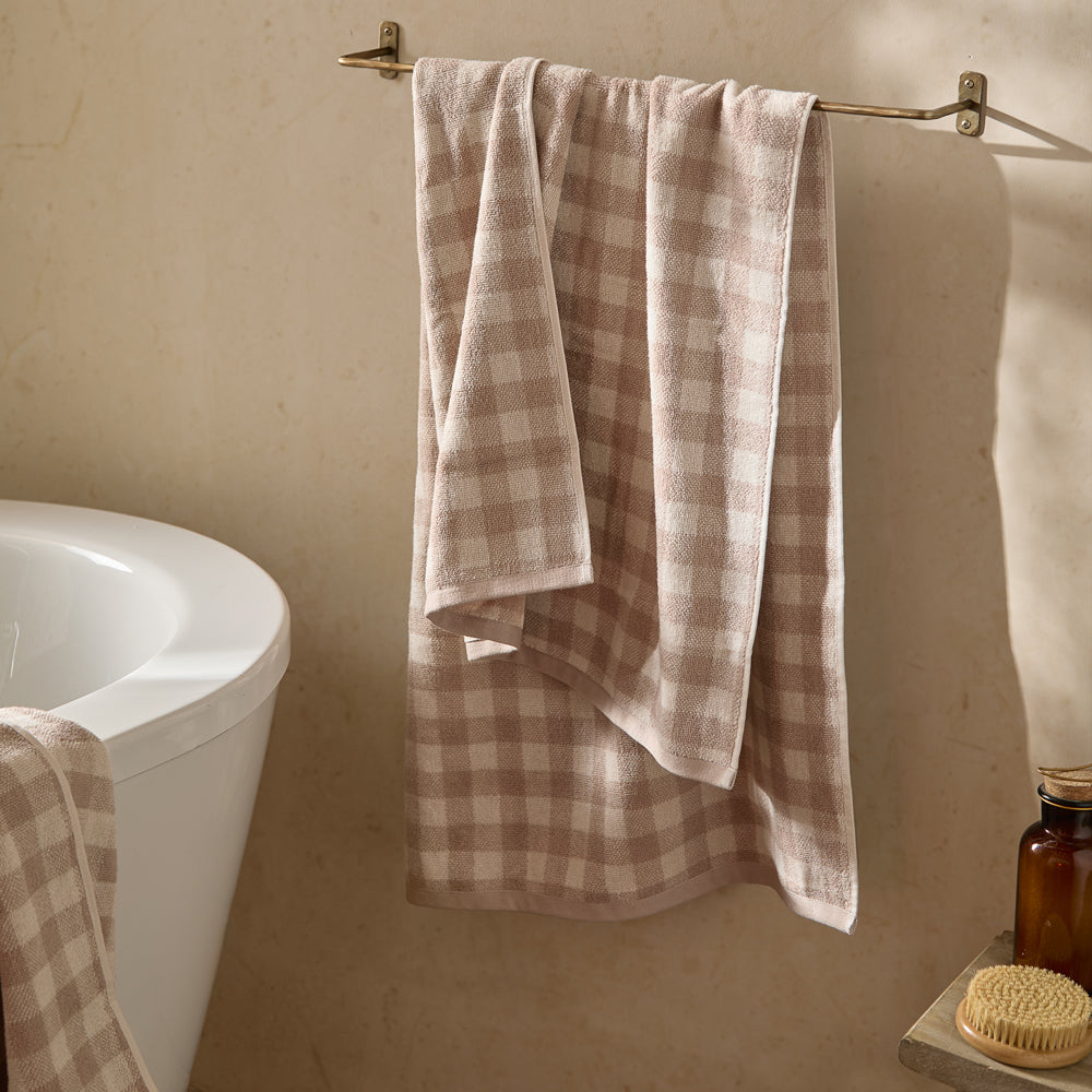 Barton Gingham Check Towels Natural