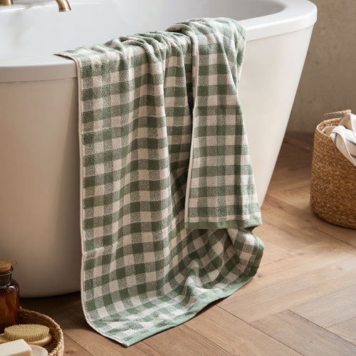 Barton Gingham Check Towels Forest