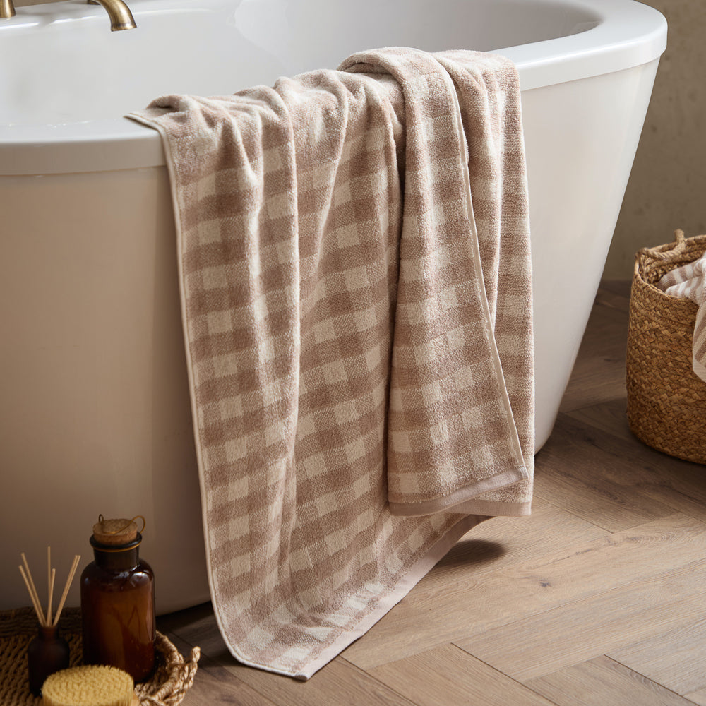 Barton Gingham Check Towels Natural