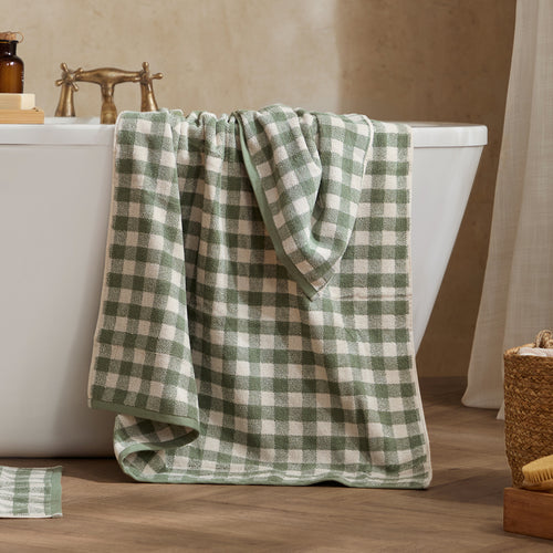 Barton Gingham Check Towels Forest