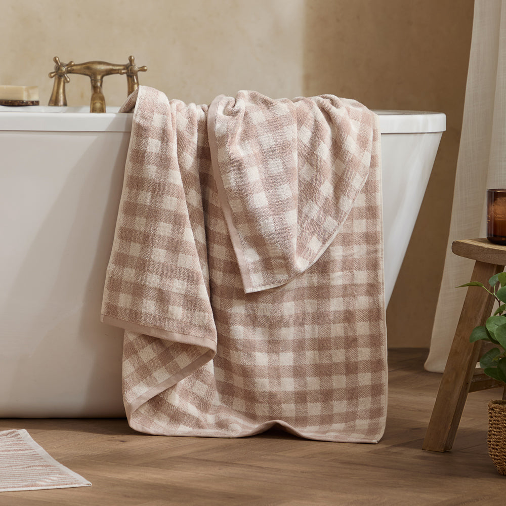 Barton Gingham Check Towels Natural