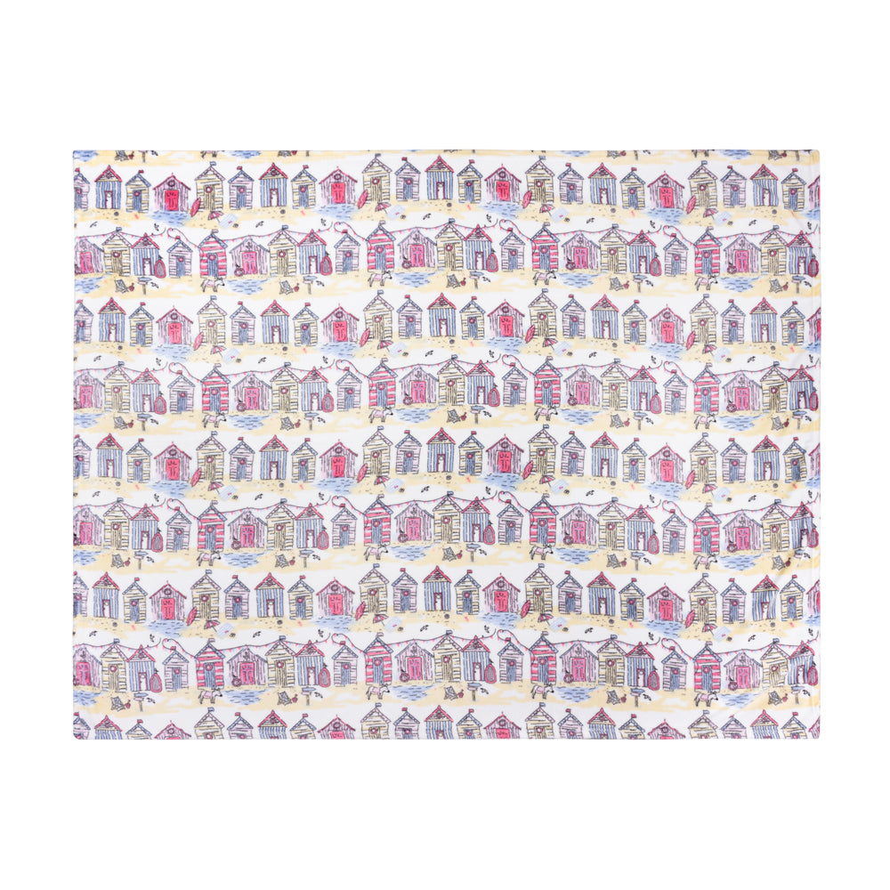 Beach Huts Fleece Throw Multicolour