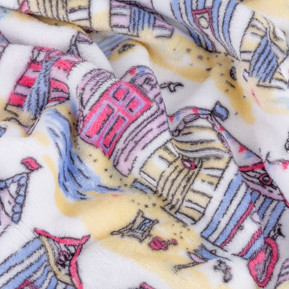 Beach Huts Fleece Throw Multicolour