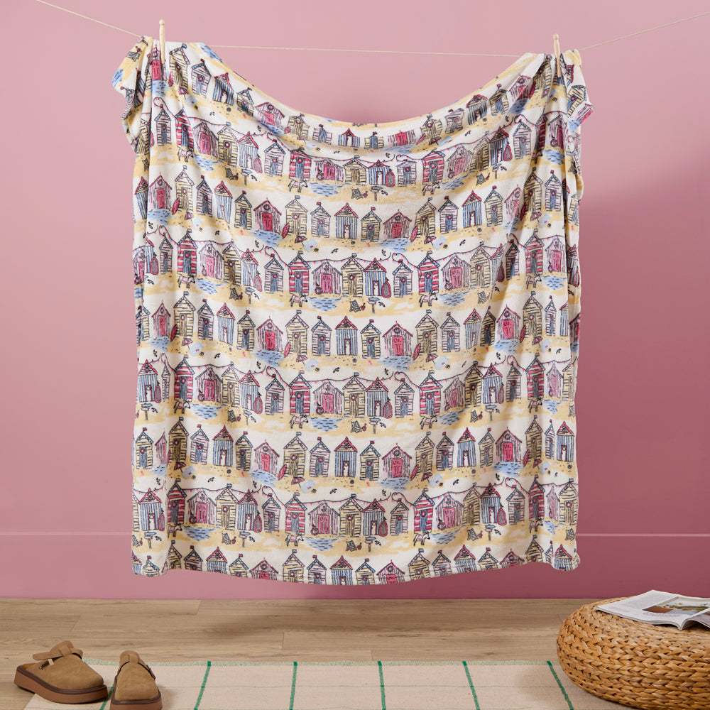Not Applicable Multi Throws - Beach Huts Fleece Throw Multicolour Furn