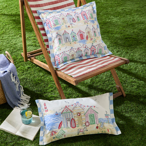 Beach Huts Square Outdoor Cushion Multicolour