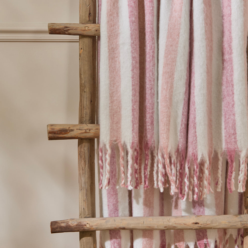 Beechwood Woven Stripe Throw Camellia
