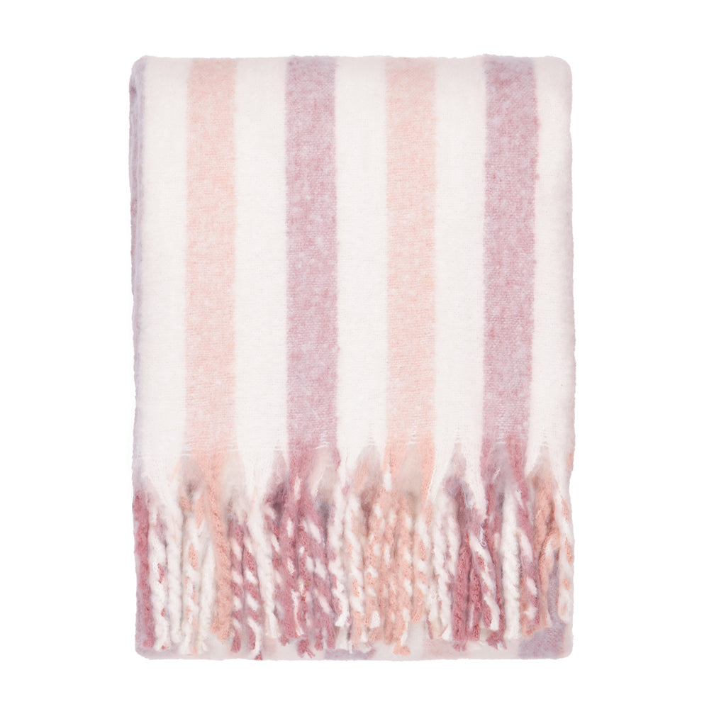 Beechwood Woven Stripe Throw Camellia