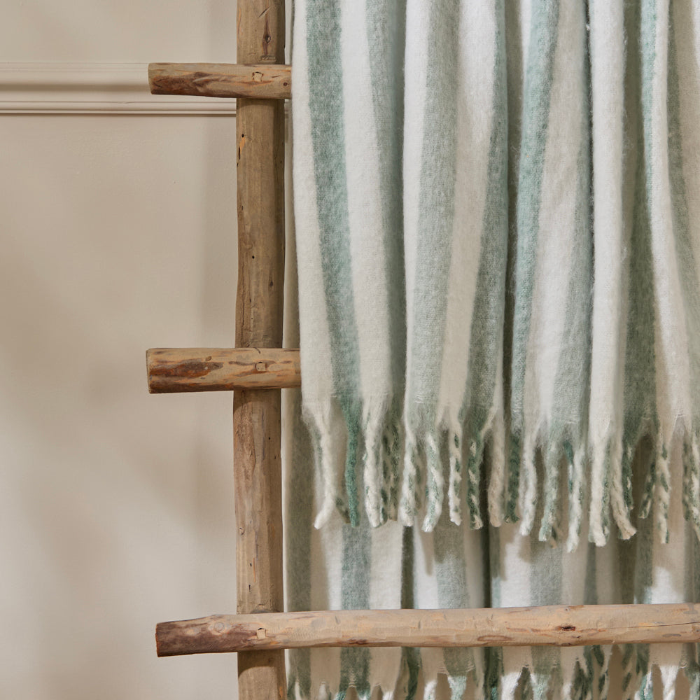 Beechwood Woven Stripe Throw Moorland Green