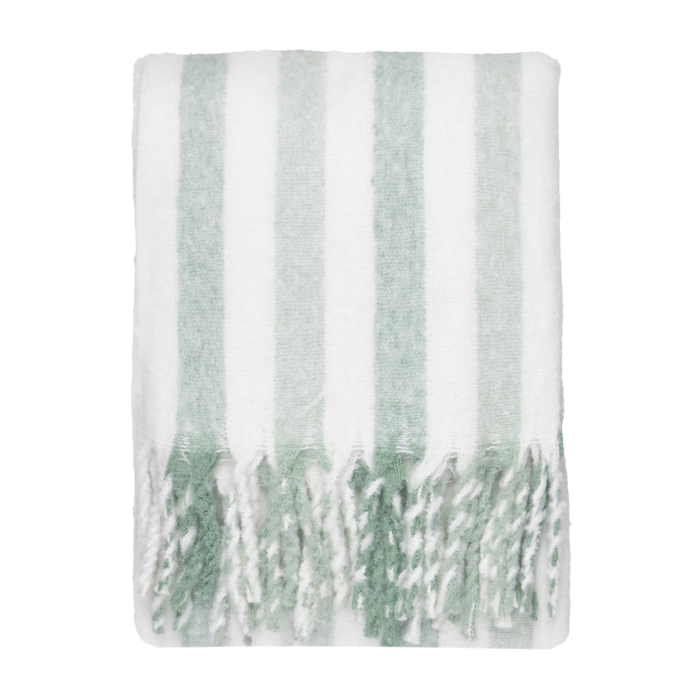 Beechwood Woven Stripe Throw Moorland Green