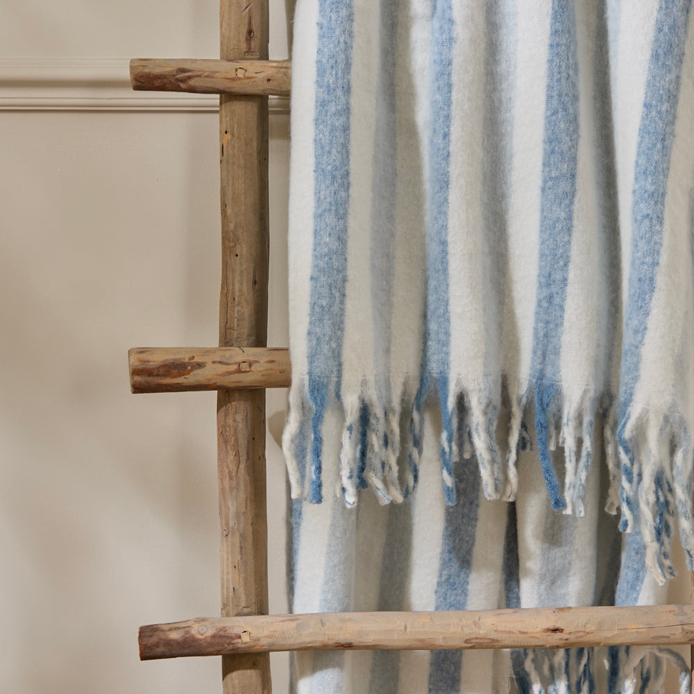 Beechwood Woven Stripe Throw Sky Blue