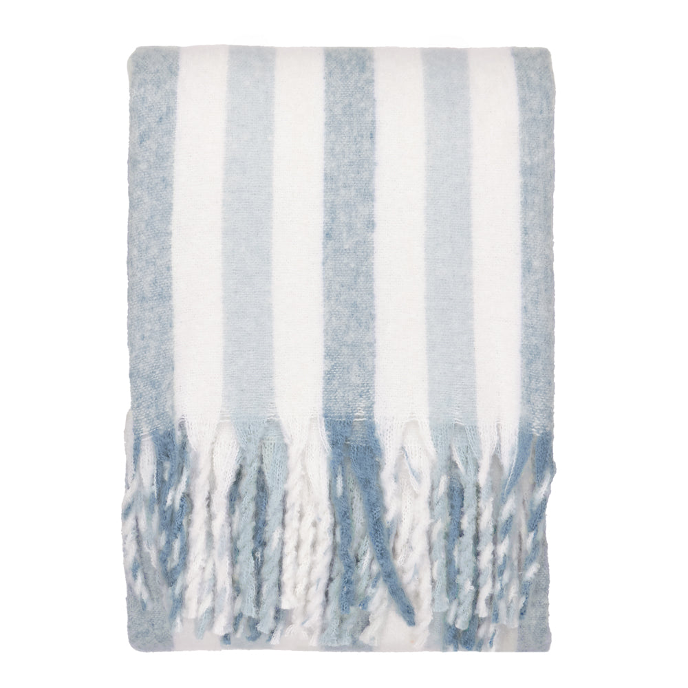 Beechwood Woven Stripe Throw Sky Blue