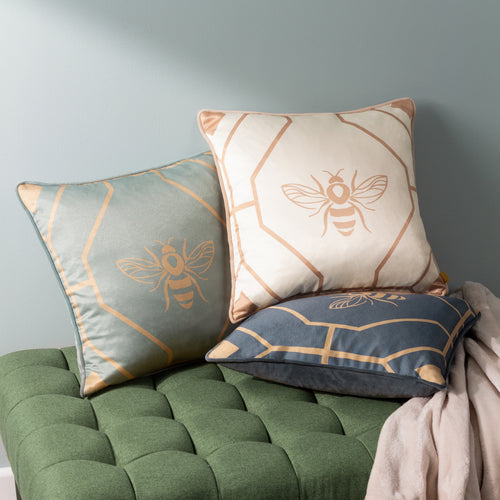 Geometric Green Cushions - Bee Deco Geometric Cushion Cover Eau de Nil furn.