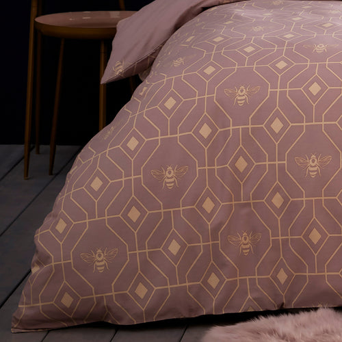 Geometric Pink Bedding - Bee Deco  Geometric Duvet Cover Set Blush furn.