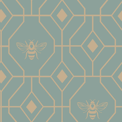 Geometric Blue Bedding - Bee Deco Geometric Duvet Cover Set Eau de Nil furn.