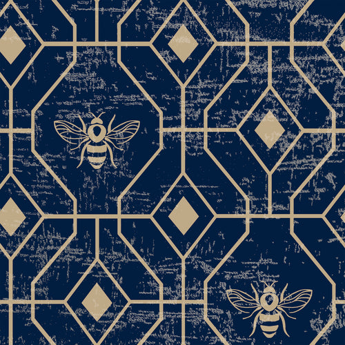 Geometric Blue M2M - Bee Deco Navy Geometric Fabric Sample furn.
