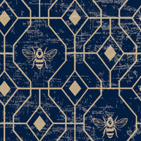 furn. Bee Deco Navy Geometric Fabric Sample in Default