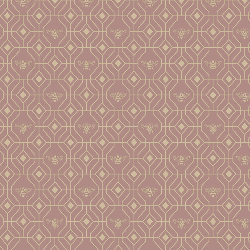 Geometric Pink Wallpaper - Bee Deco Gold Foil Wallpaper Sample Blush furn.