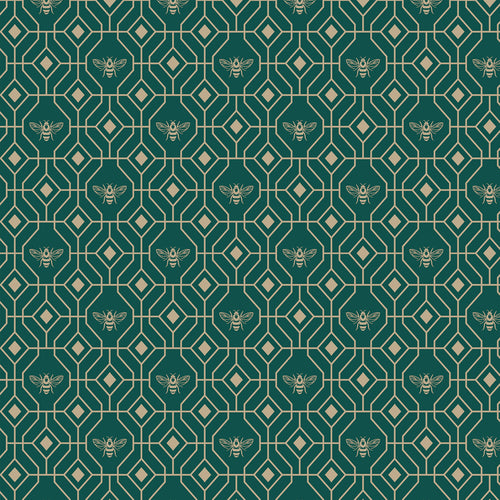 Geometric Green Wallpaper - Bee Deco Gold Foil Wallpaper Sample Emerald furn.