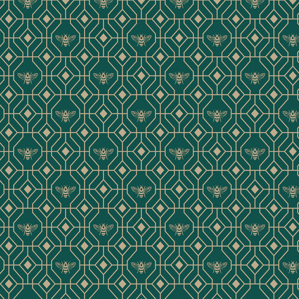 Geometric Green Wallpaper - Bee Deco Gold Foil Wallpaper Sample Emerald furn.