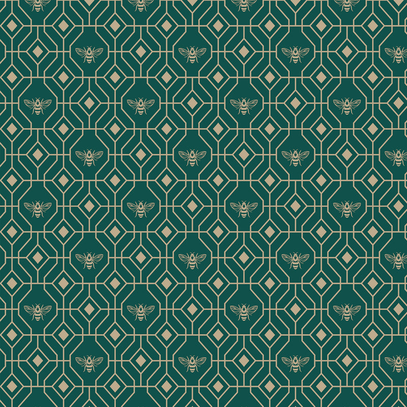 Geometric Green Wallpaper - Bee Deco Gold Foil Wallpaper Emerald furn.