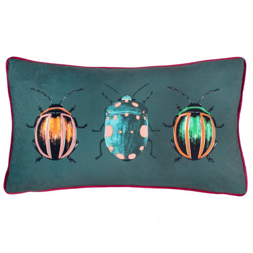 Animal Green Cushions - Beetalis Piped Velvet Cushion Cover Emerald furn.