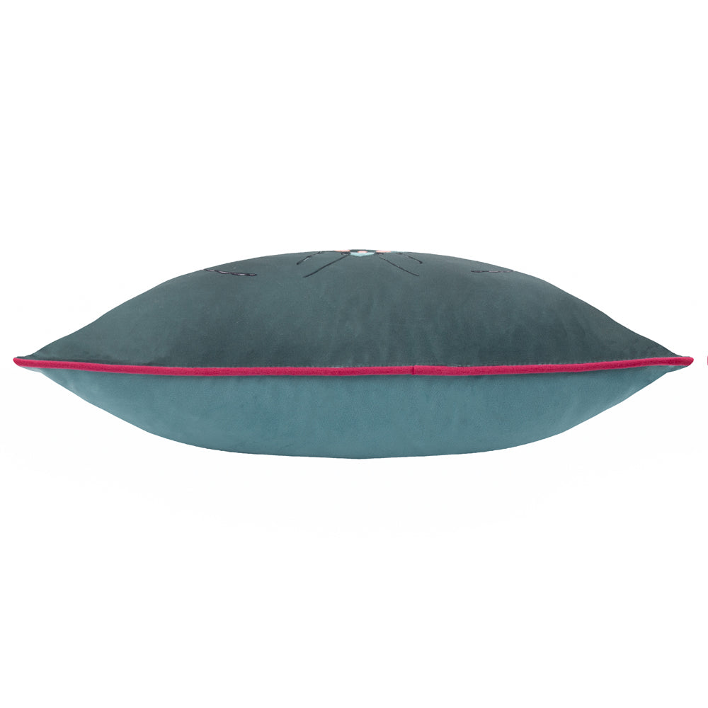 Beetalis Piped Velvet Cushion Emerald