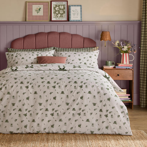 Belle Stripe Reversible Duvet Cover Set Evergreen