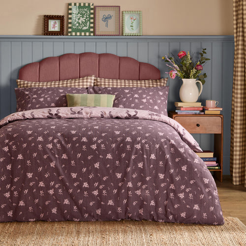 Belle Stripe Reversible Duvet Cover Set Rosewood
