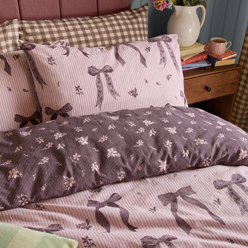 Belle Stripe Reversible Duvet Cover Set Rosewood