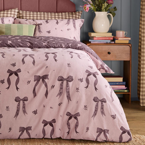 Belle Stripe Reversible Duvet Cover Set Rosewood