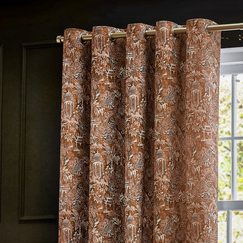 Animal Orange Curtains - Bengal  Eyelet Curtains Amber Wylder