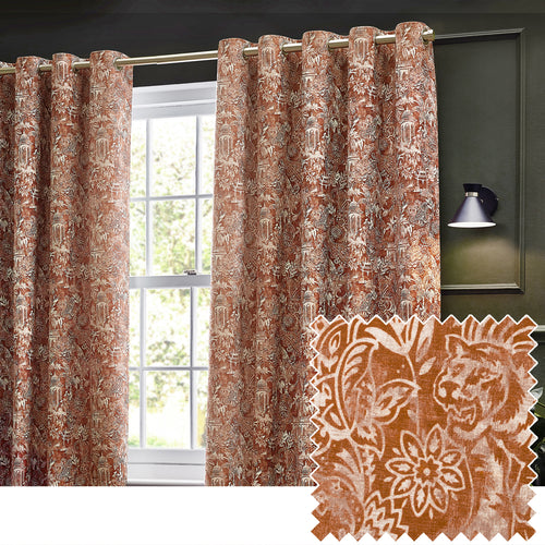Animal Orange Curtains - Bengal  Eyelet Curtains Amber Wylder