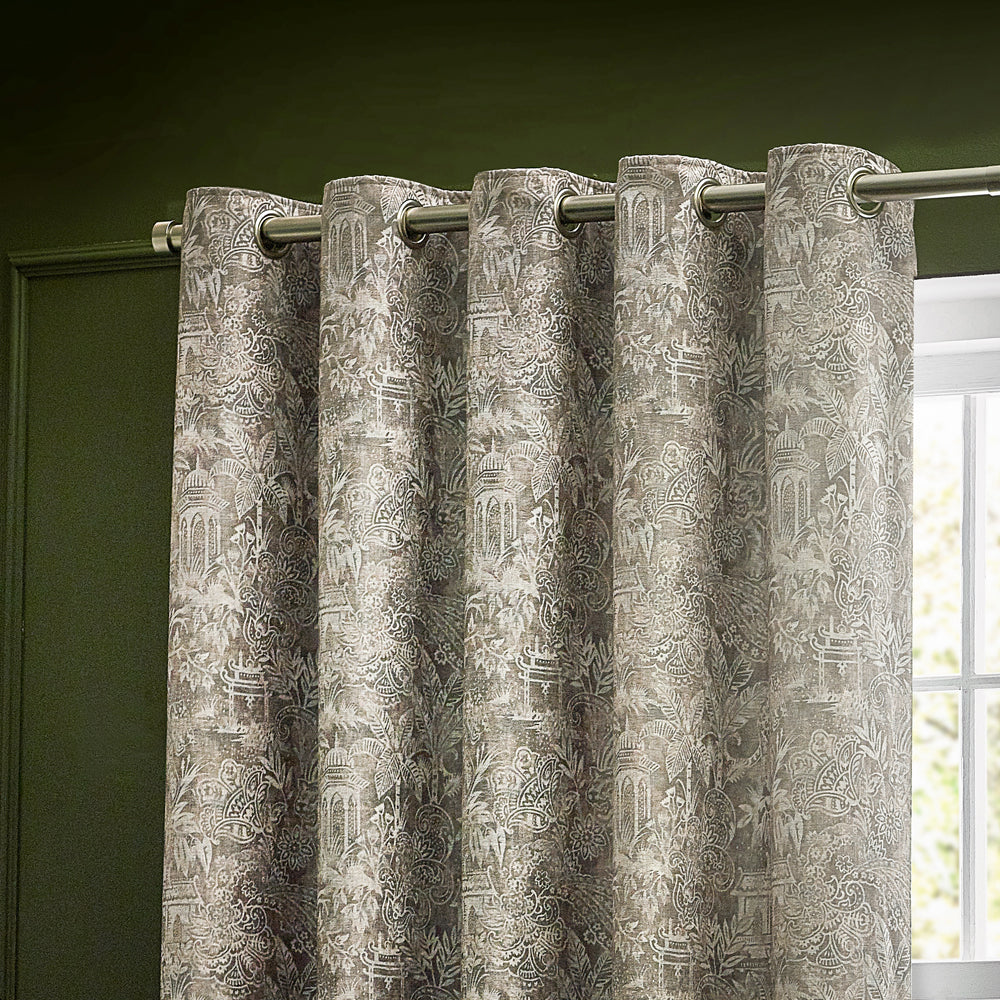 Animal Beige Curtains - Bengal  Eyelet Curtains Linen Wylder