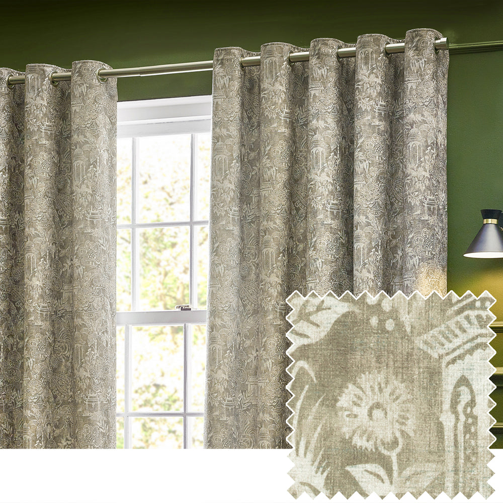 Bengal Fully Lined Chenille Eyelet Curtains Linen