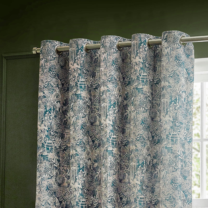 Animal Blue Curtains - Bengal  Eyelet Curtains Wedgewood Wylder