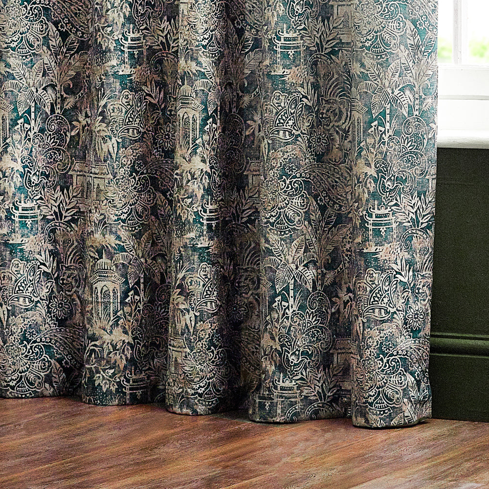 Bengal Fully Lined Chenille Eyelet Curtains Wedgewood
