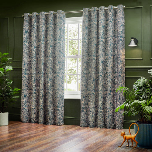 Animal Blue Curtains - Bengal  Eyelet Curtains Wedgewood Wylder