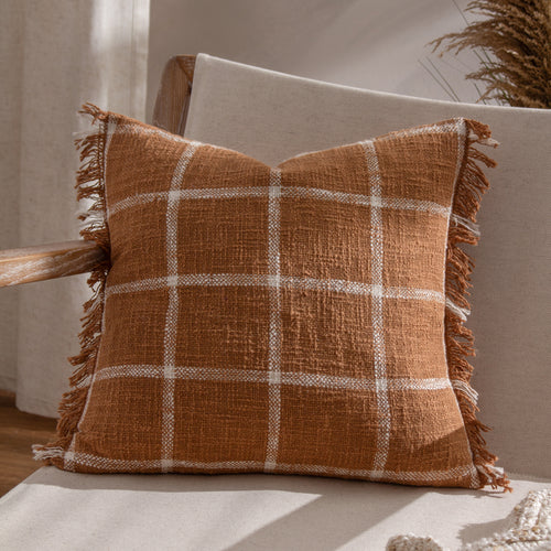 Check Orange Cushions - Beni  Cushion Cover Ginger/Natural Yard
