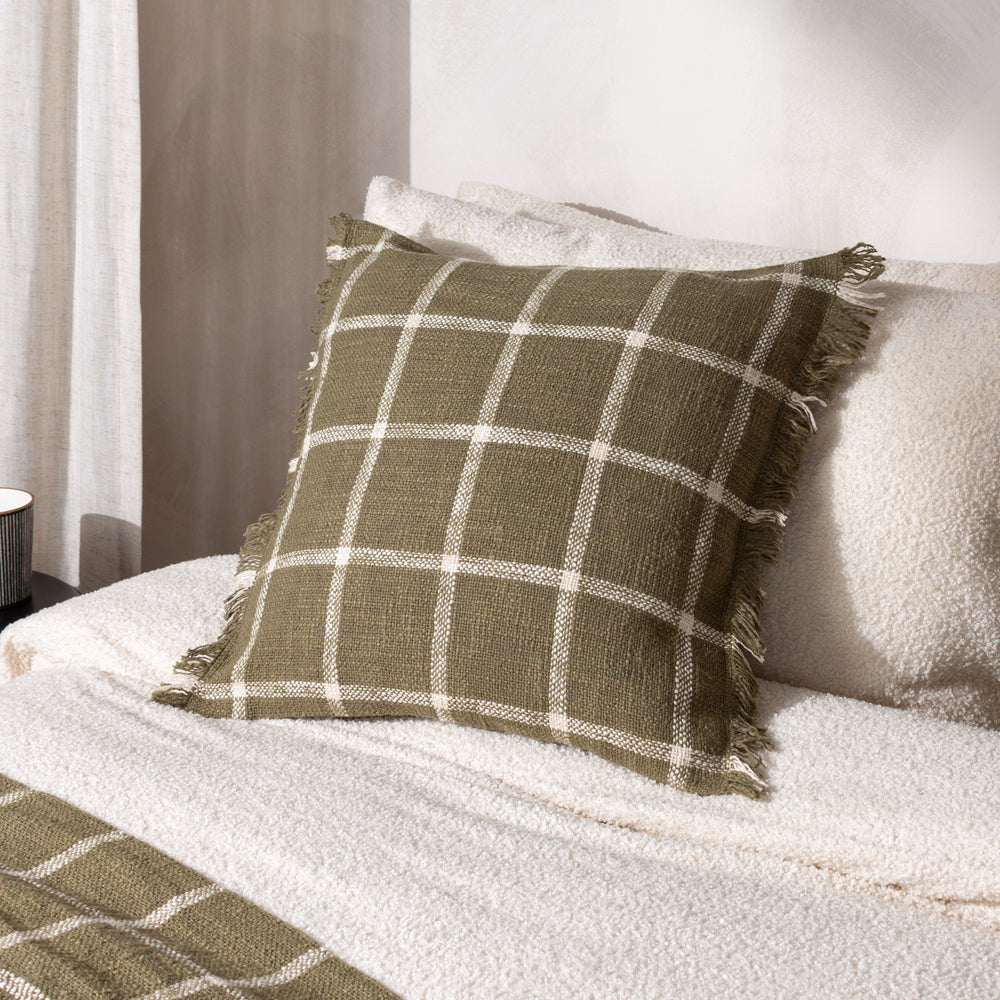Check Green Cushions - Beni  Cushion Cover Moss/Natural Yard