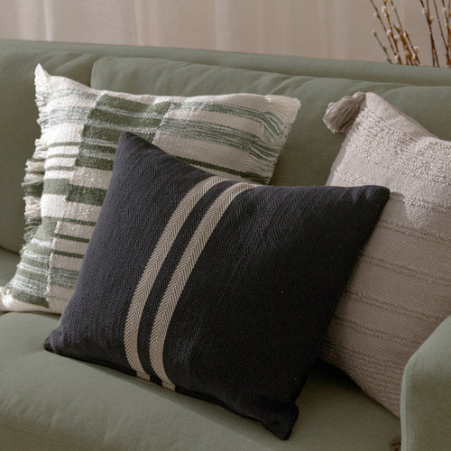 Striped Black Cushions - Benton Cotton Cushion Cover Black Yard