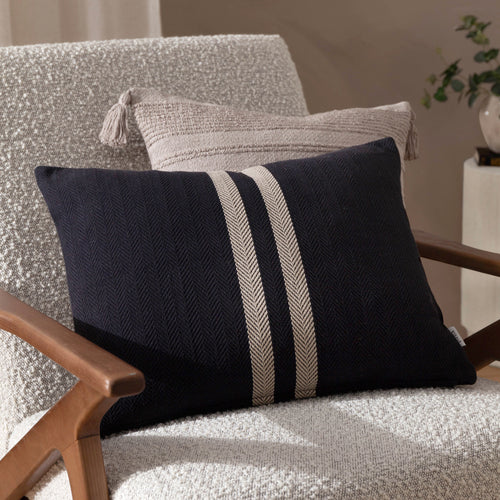 Striped Black Cushions - Benton Cotton Cushion Cover Black Yard