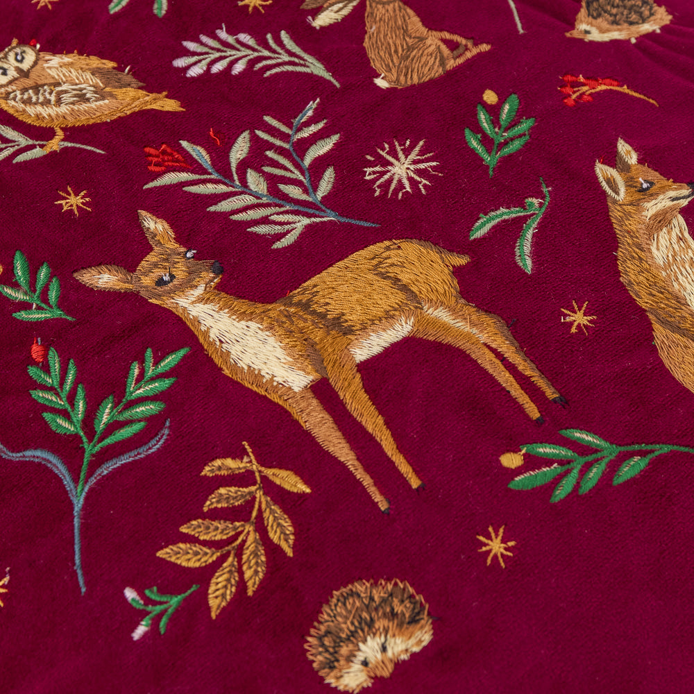 Berry Woods Velvet Cushion Burgundy
