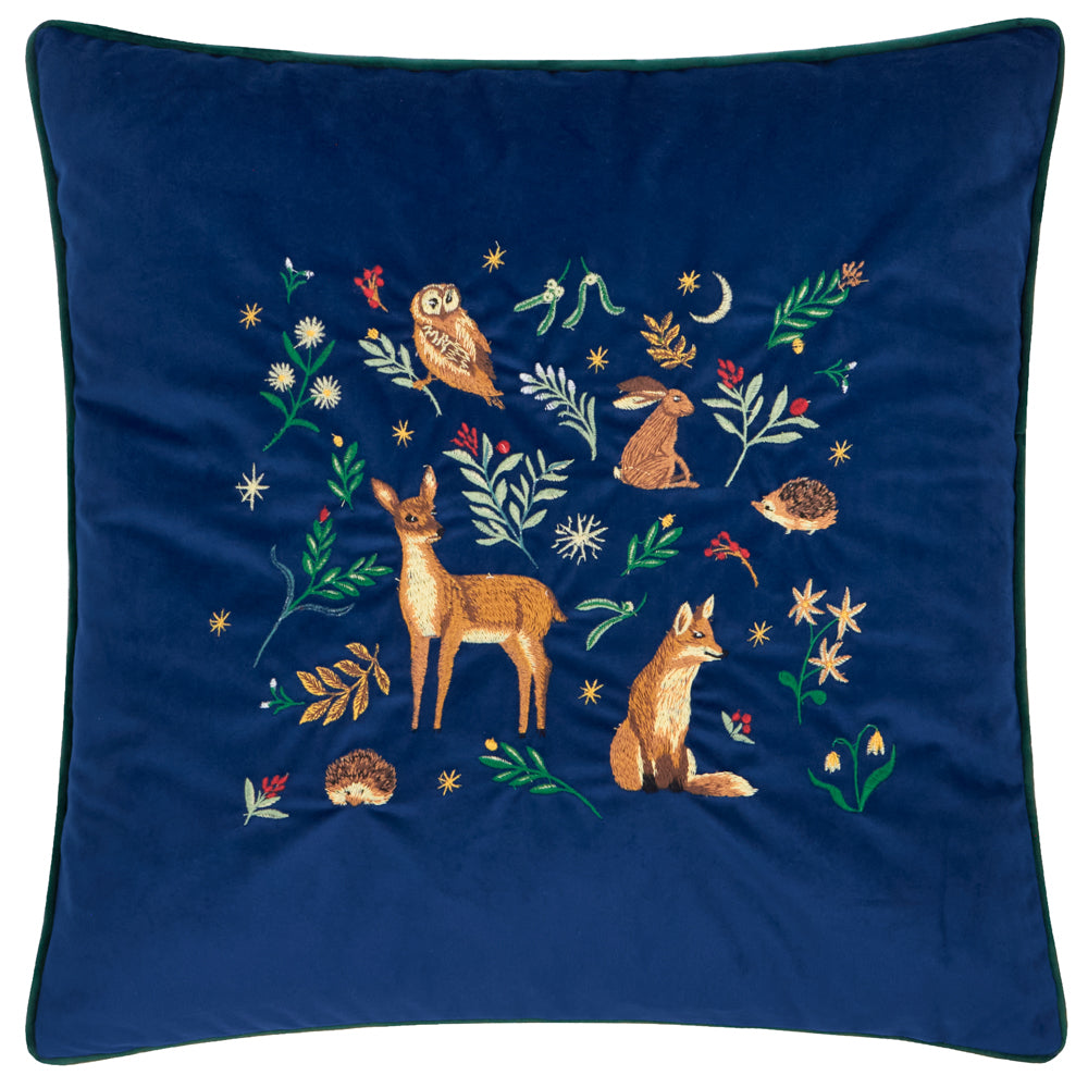 Berry Woods Velvet Cushion Navy
