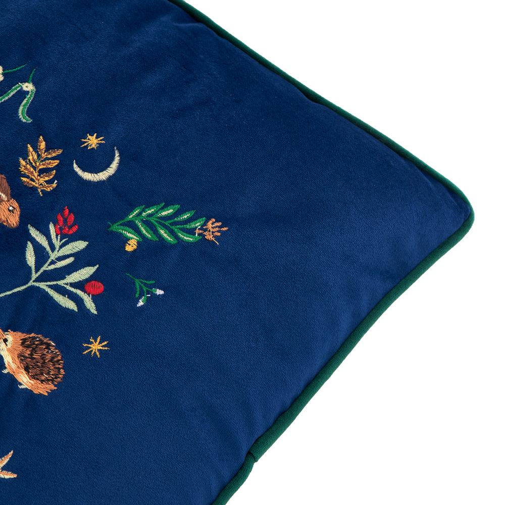 Berry Woods Velvet Cushion Navy