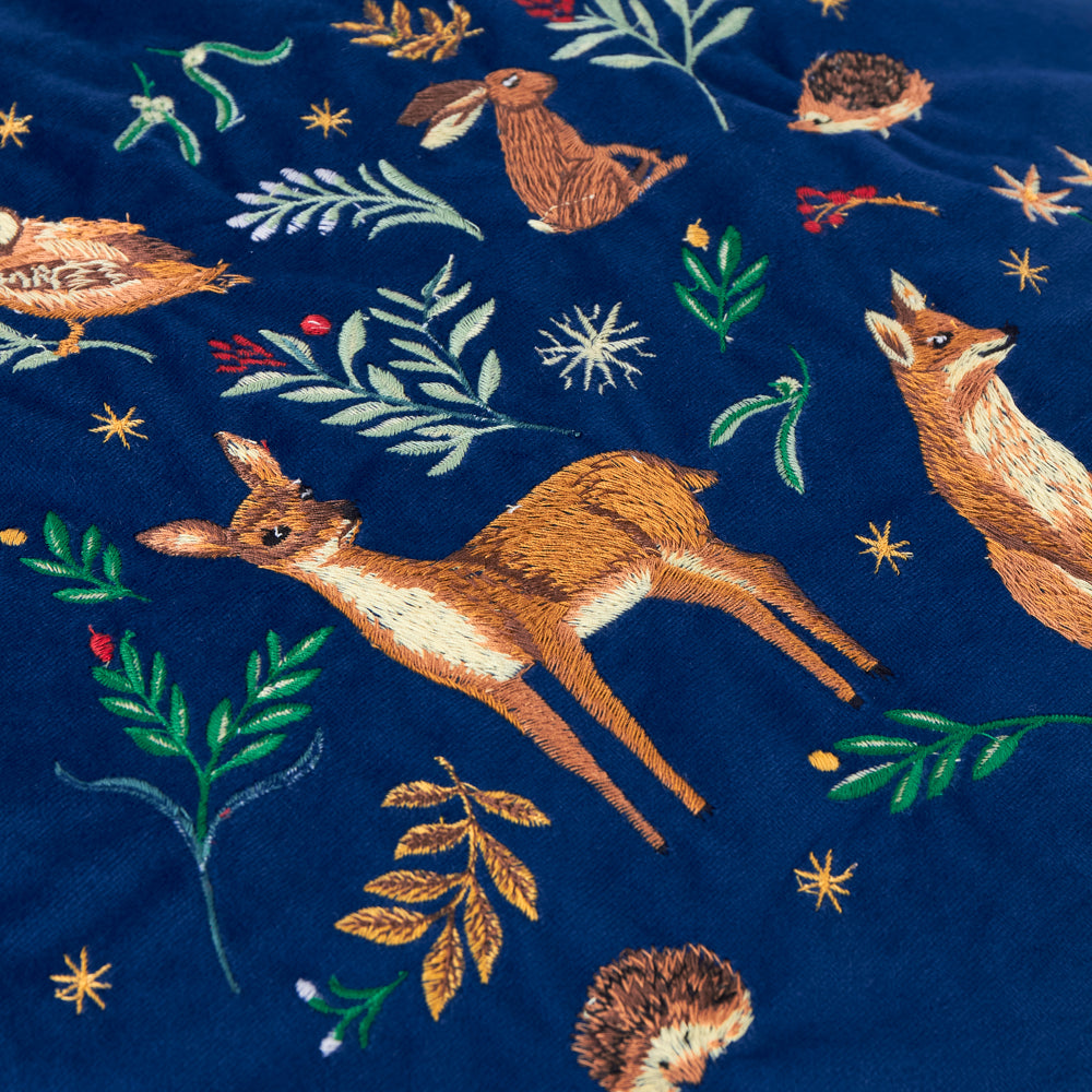 Berry Woods Velvet Cushion Navy