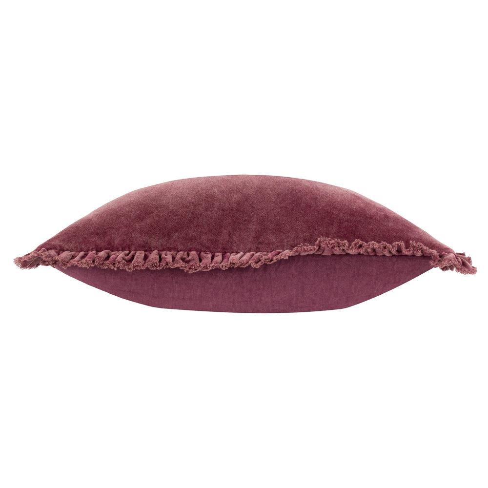 Bertie Washed Cotton Velvet Cushion Burnt Red
