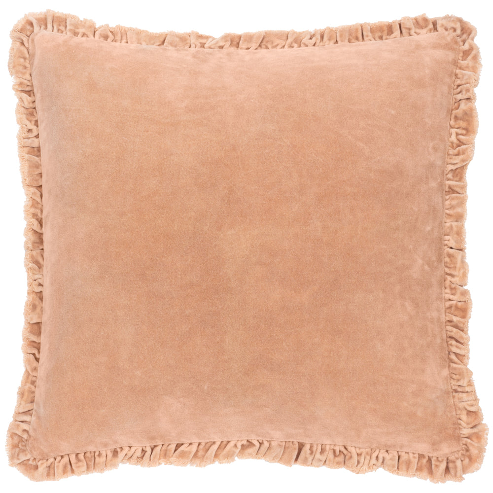 Bertie Washed Cotton Velvet Cushion Cashew