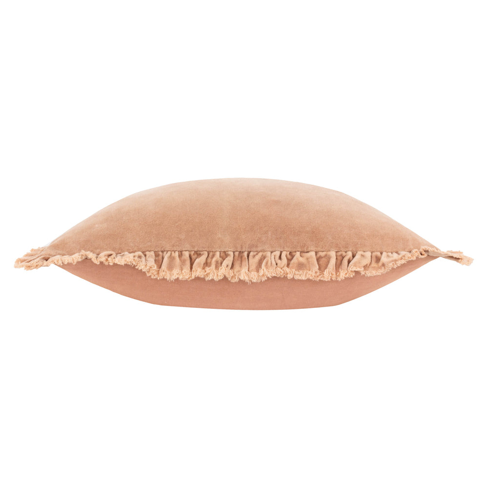 Bertie Washed Cotton Velvet Cushion Cashew