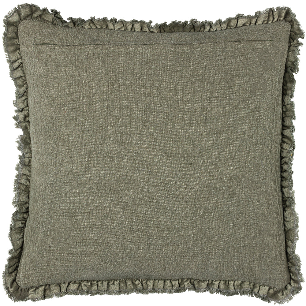 Bertie Washed Cotton Velvet Cushion Moss