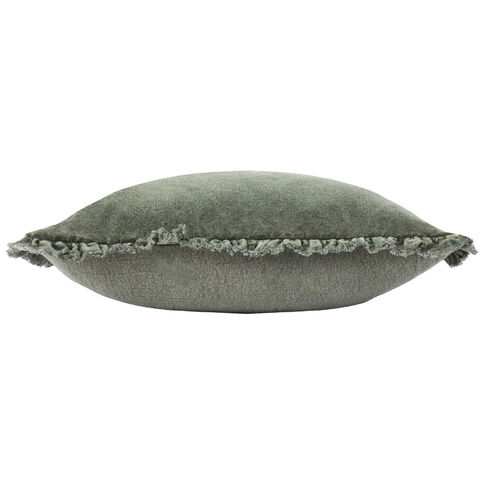 Bertie Washed Cotton Velvet Cushion Moss